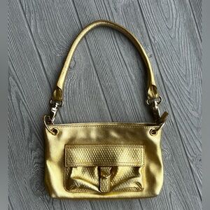 Sondra Roberts Small Metallic Gold Shoulder Bag w/ Removable Strap/Clutch